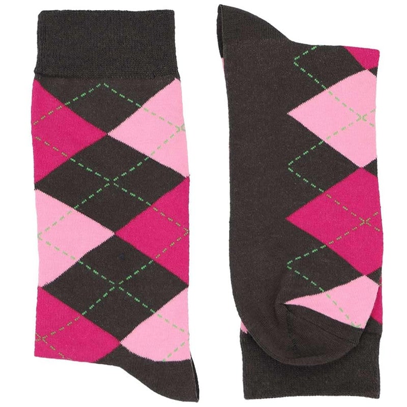 tiemart Men's Socks, One Pair (Graphite Gray and Pink Argyle) - Image 2